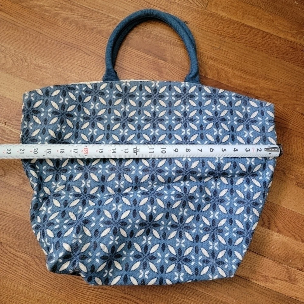 Large Handled Tote Printed Burlap Bag